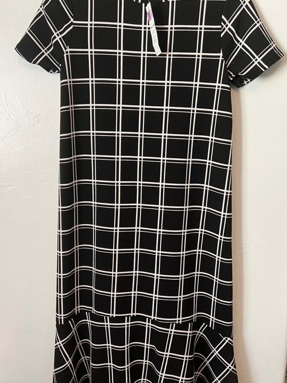NWT Agnes & Dora Black and White Grid Midi Dress Size Medium
